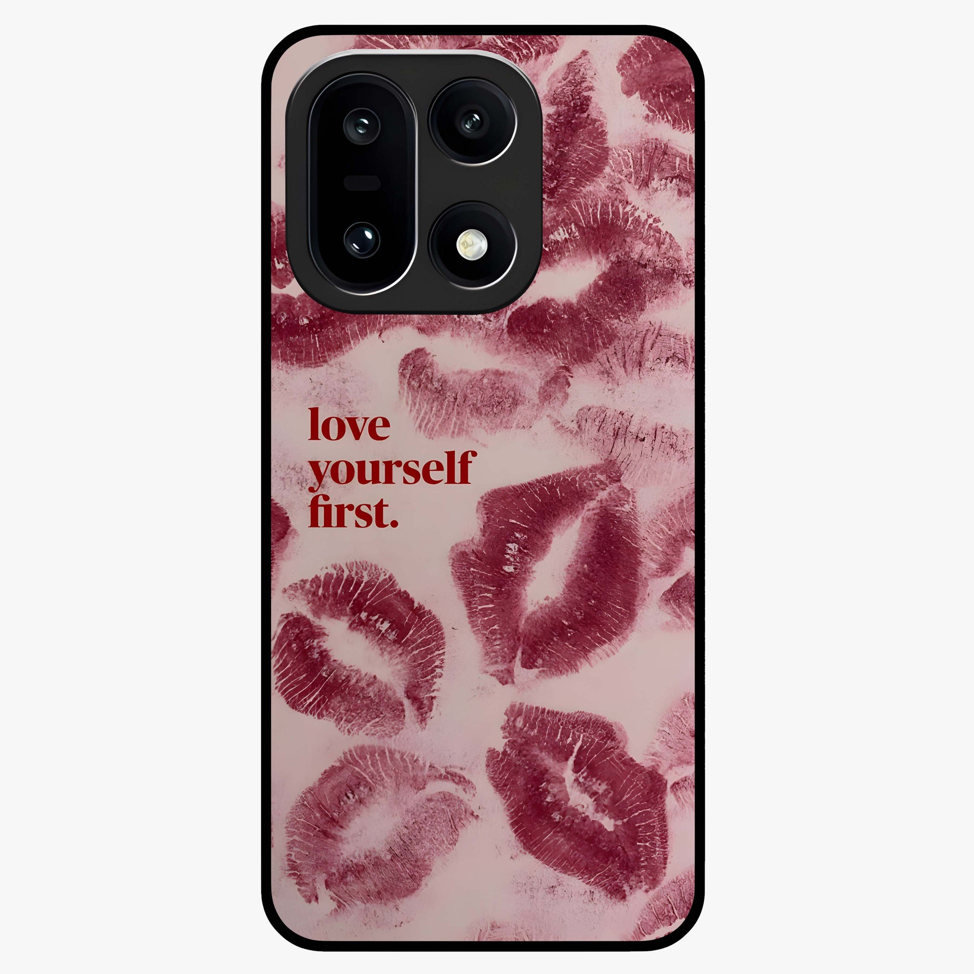 Crimson Kiss Love Glass Case for 1+15 romantic front view featuring bold crimson love inspired artwork
