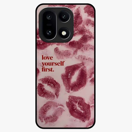 Crimson Kiss Love Glass Case for 1+15 romantic front view featuring bold crimson love inspired artwork