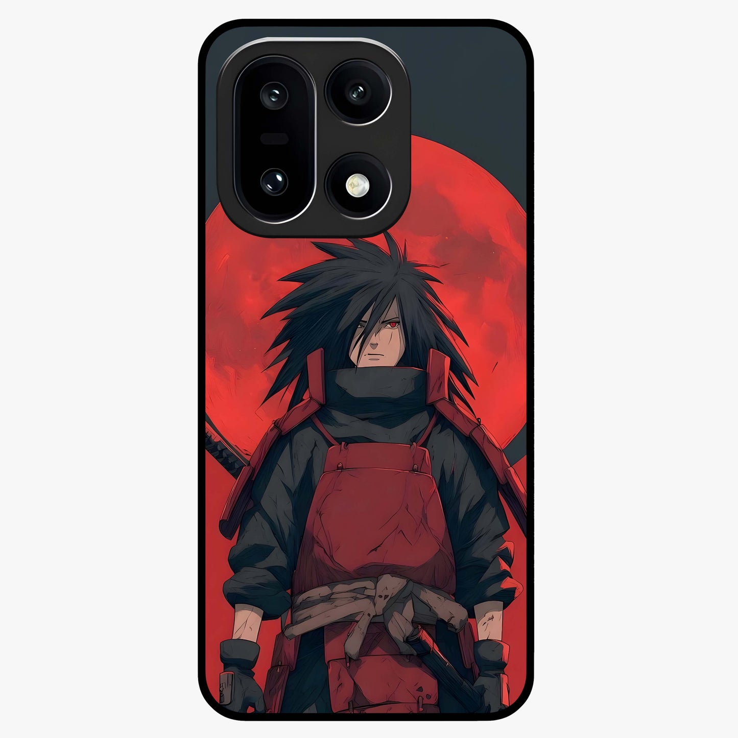 Crimson Moon Warlord Glass Case for 1+15 dramatic front view featuring warrior themed artwork under crimson moonlight