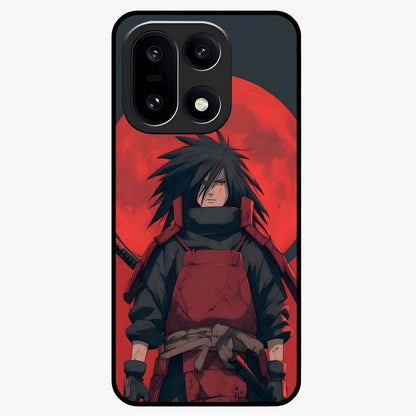 Crimson Moon Warlord Glass Case for 1+15 dramatic front view featuring warrior themed artwork under crimson moonlight