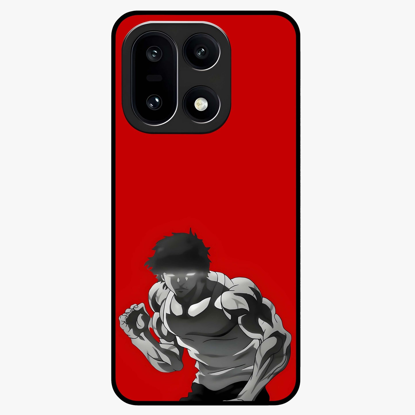 Crimson Power Rush Glass Case for 1+15 bold front view featuring dynamic red abstract motion artwork