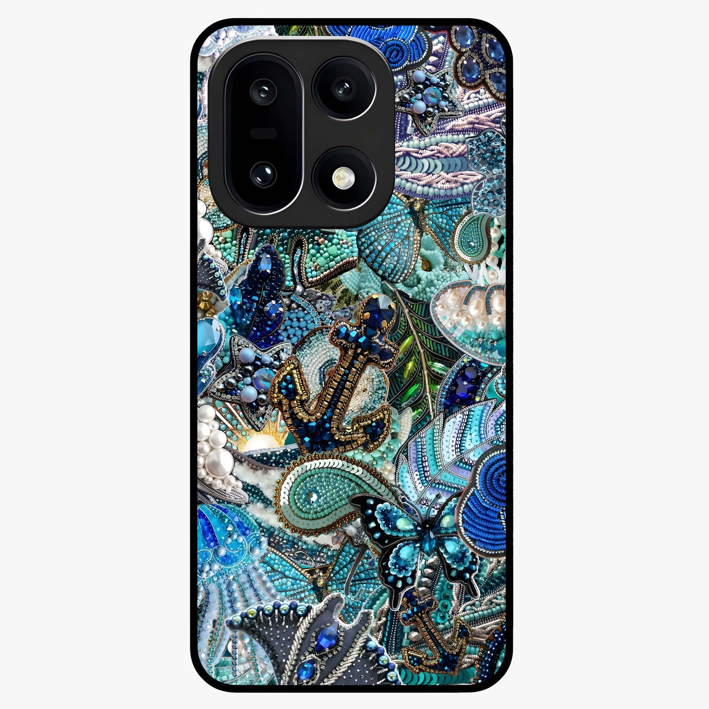 Crystal Ocean Magic Glass Case for 1+15 vibrant front view featuring sparkling ocean inspired artwork