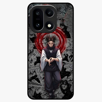 Cursed Ritual Ascension Glass Case for 1+15 dramatic front view featuring dark ritual inspired artwork
