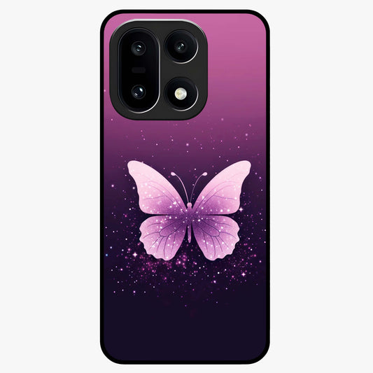 Cute Starry Butterfly Glass Case for 1+15 dreamy front view featuring butterfly artwork with sparkling star accents