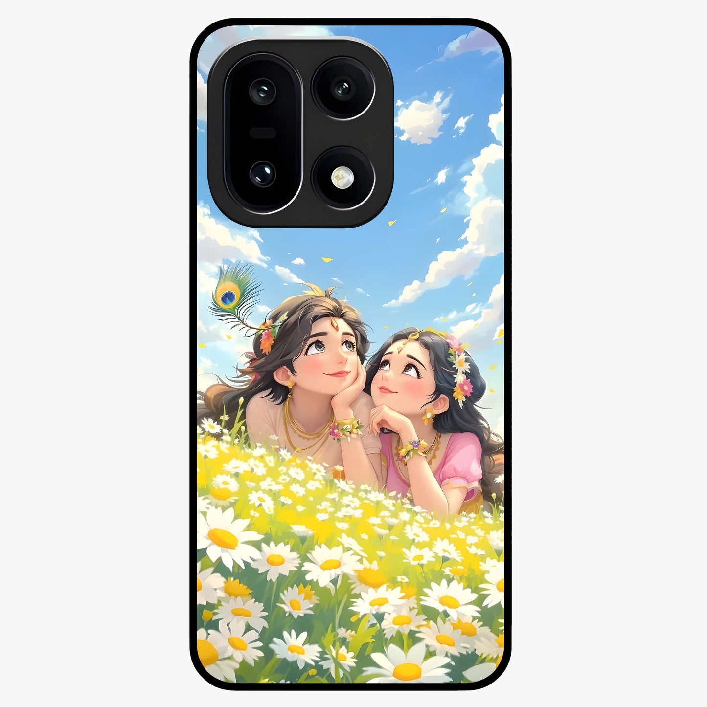 Daisy Daydream Love Glass Case for 1+15 soft front view featuring romantic daisy floral artwork