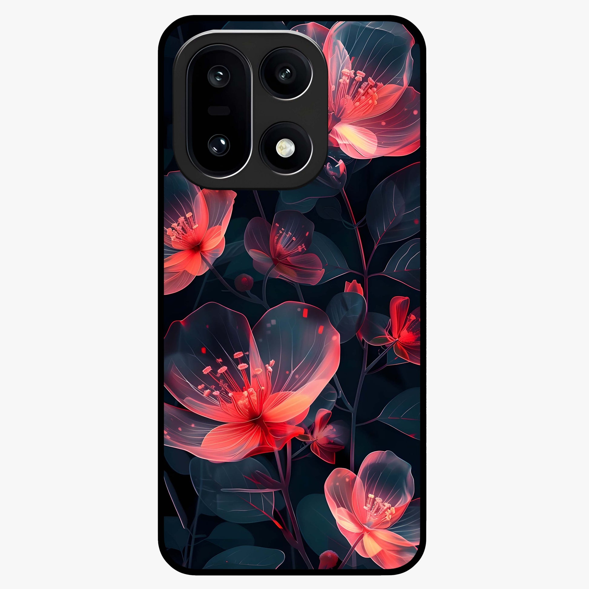 Dark Shade of Flower Glass Case for 1+15 artistic front view featuring floral artwork in deep shadow tones