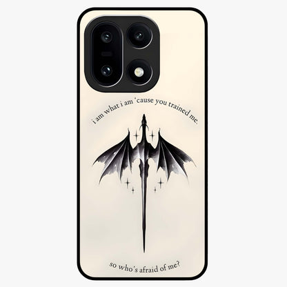 Dragon Quote Art Glass Case for 1+15 bold front view featuring dragon illustration with motivational quote artwork