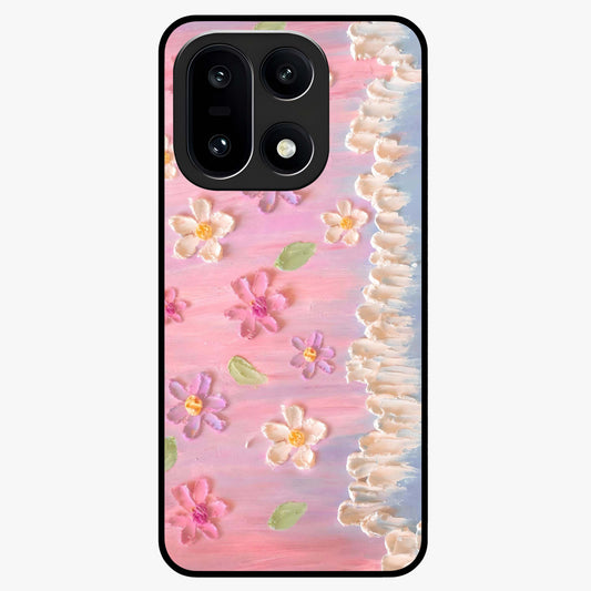 Dreamy Painted Garden Glass Case for 1+15 artistic front view featuring hand painted floral garden artwork