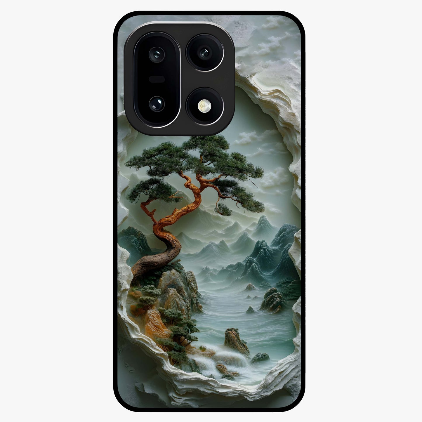 Eternal Nature Spirit Glass Case for 1+15 serene front view featuring earthy nature inspired artwork
