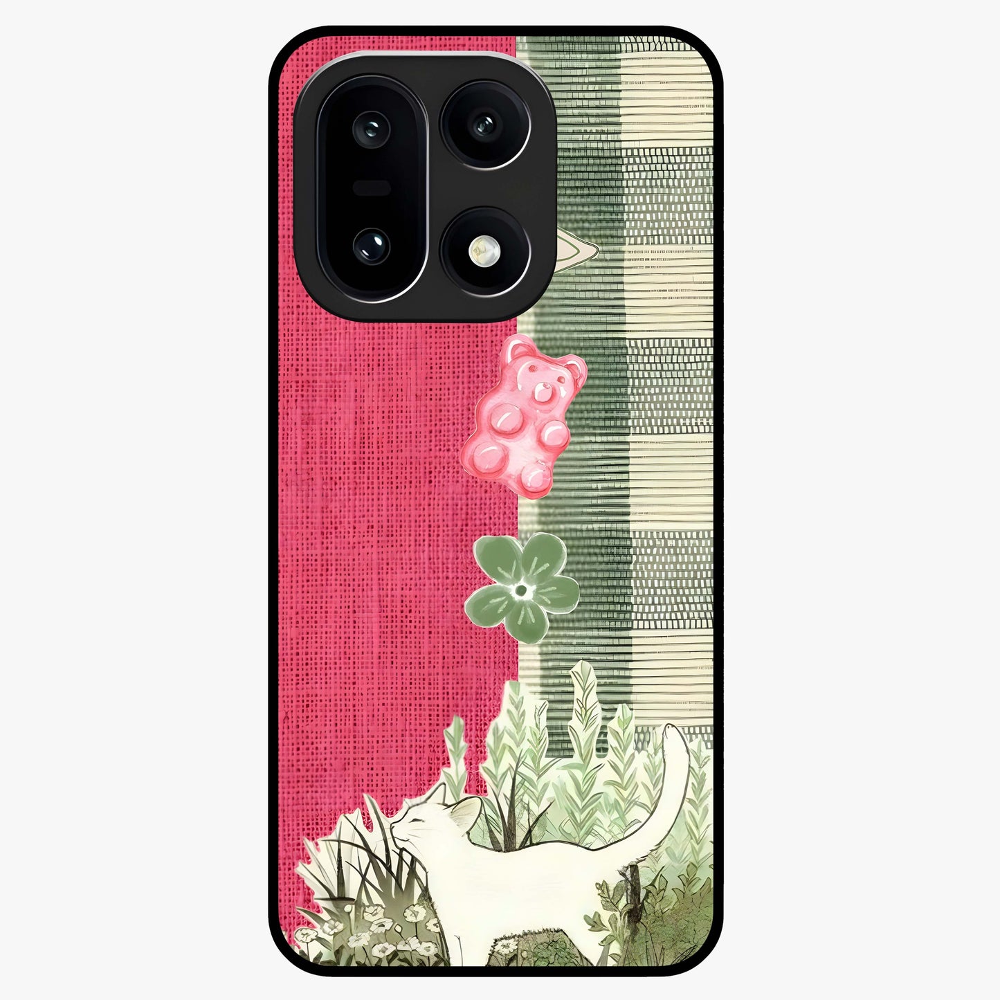 Fabric Patterns Glass Case for 1+15 stylish front view featuring textile inspired pattern artwork
