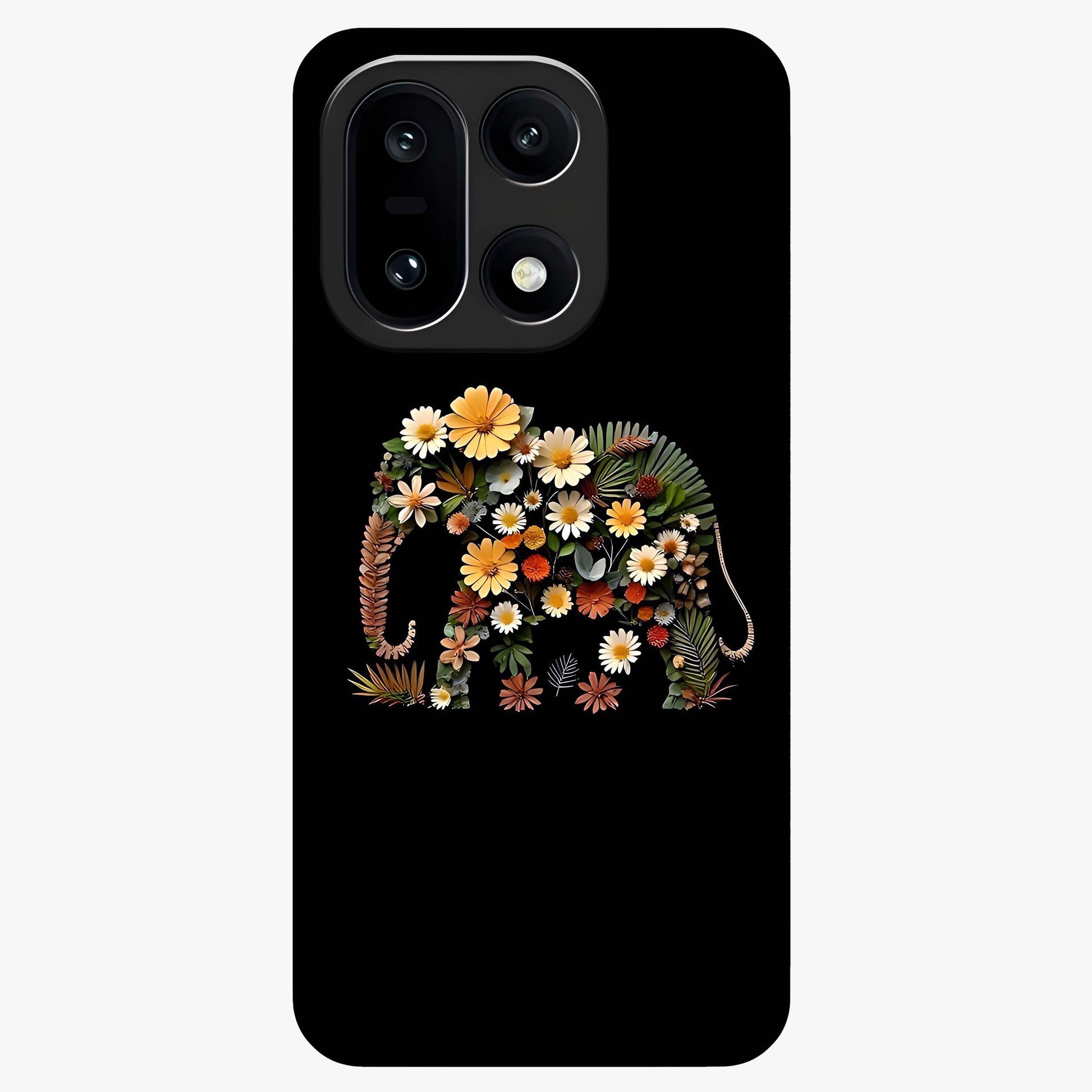 Floral Elephant Glass Case for 1+15 artistic front view featuring elephant illustration with floral detailing