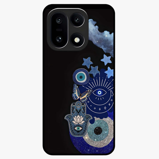 Galactic Charm Cluster Glass Case for 1+15 artistic front view featuring clustered cosmic charm artwork