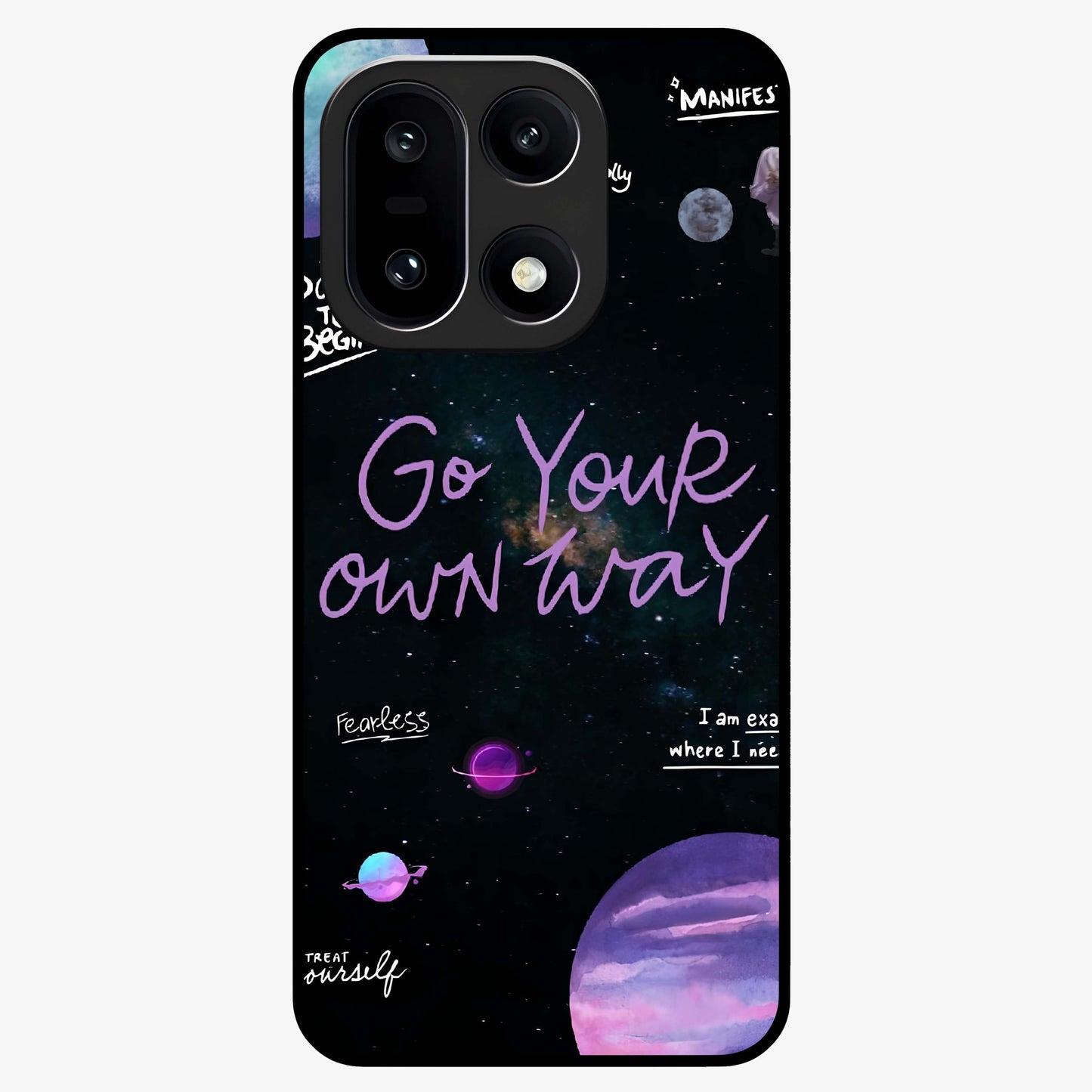 Galactic Vibes Universe Glass Case for 1+15 vibrant front view featuring universe inspired artistic artwork