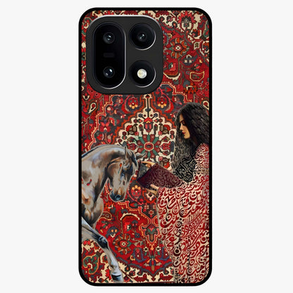 Girl With Horse Glass Case for 1+15 elegant front view featuring artistic illustration of girl and horse
