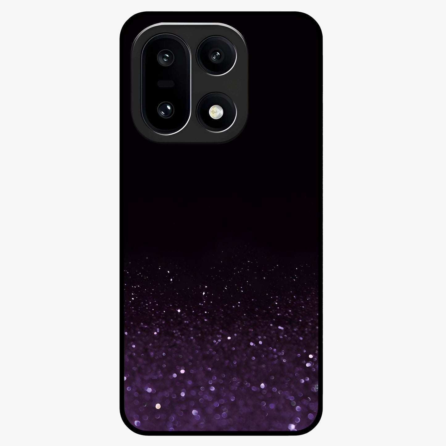 Glittery Purple Bokeh Glass Case for 1+15 vibrant front view featuring sparkling purple bokeh artwork
