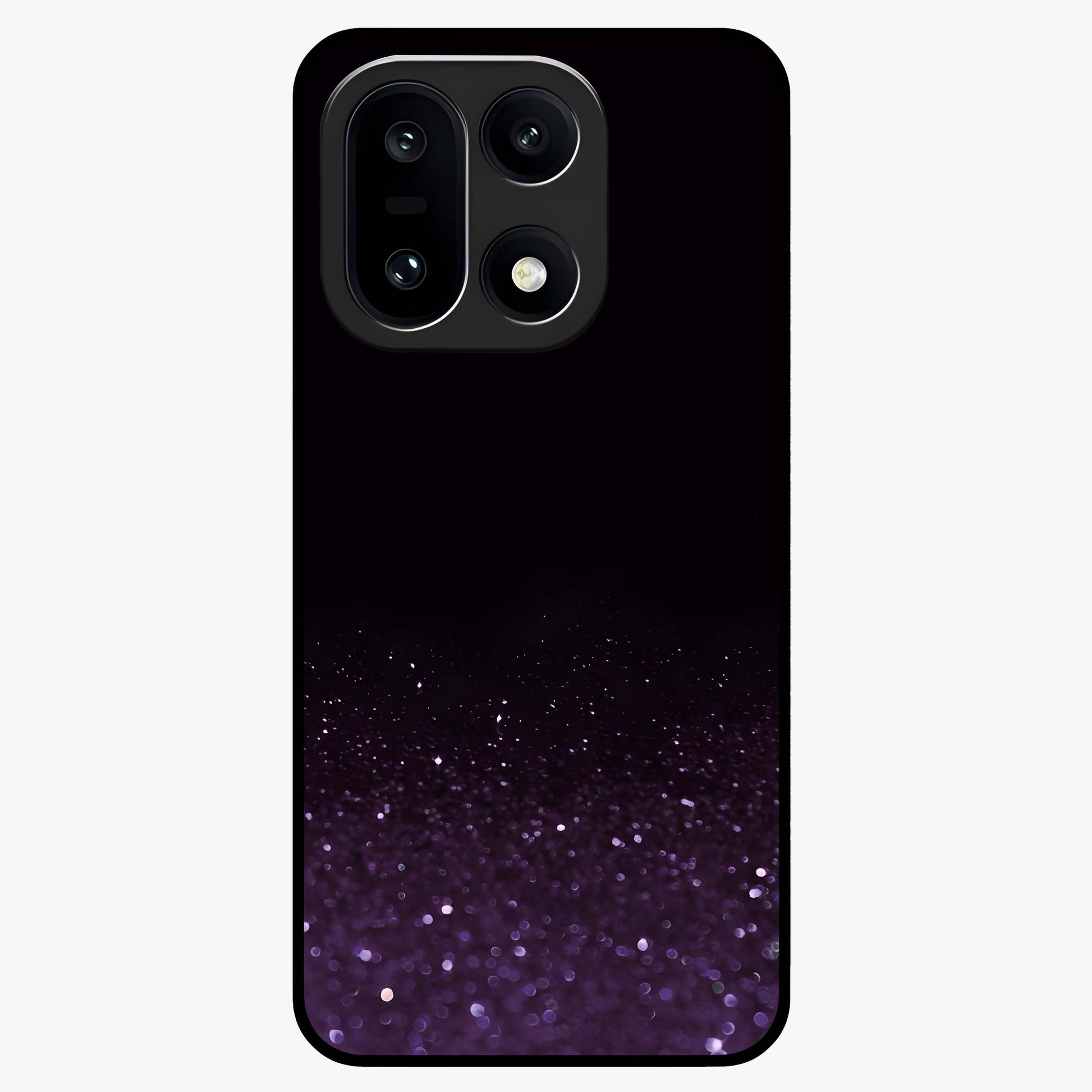 Glittery Purple Bokeh Glass Case for 1+15 vibrant front view featuring sparkling purple bokeh artwork