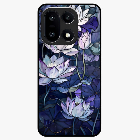 Gloss Petal Rush Glass Case for 1+15 bold front view featuring dynamic floral artwork with glossy appeal