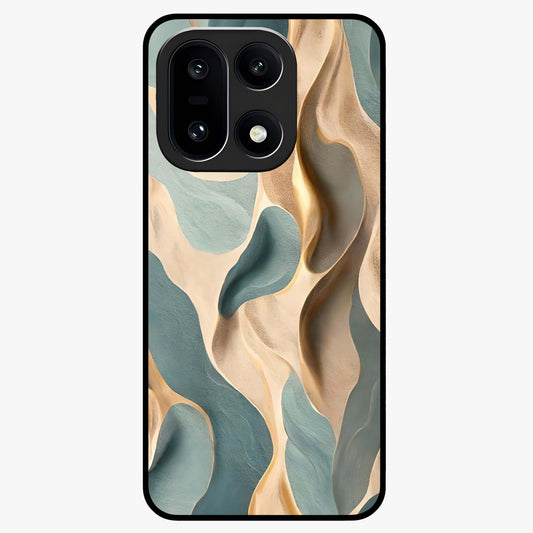 Golden Dune Waves Glass Case for 1+15 scenic front view featuring flowing desert dune artwork in golden hues