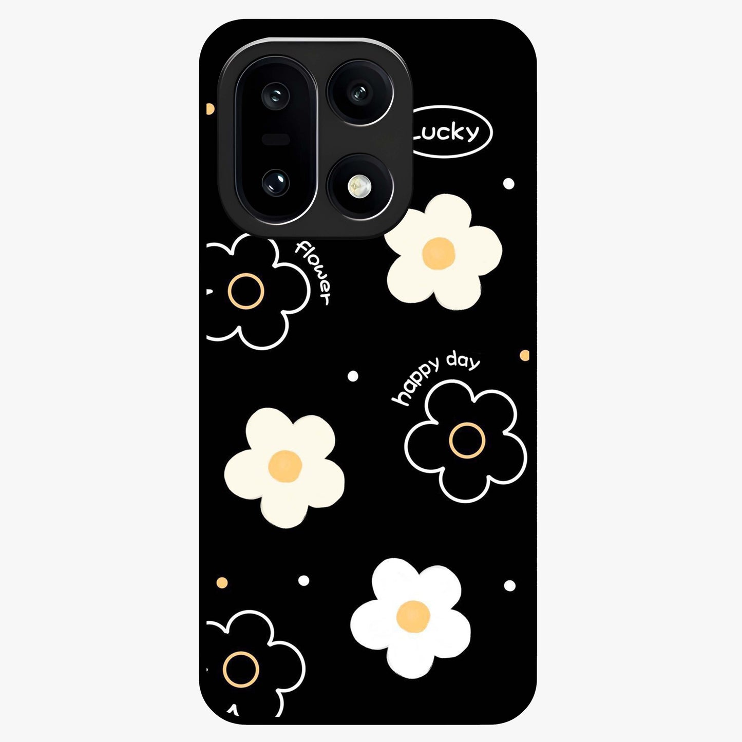Happy Day Daisy Glass Case for 1+15 cheerful front view featuring bright daisy floral artwork