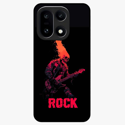 Hellfire Rock Anthem Glass Case for 1+15 showing full back design in clean flat view with fiery rock-inspired artwork and glossy glass finish.