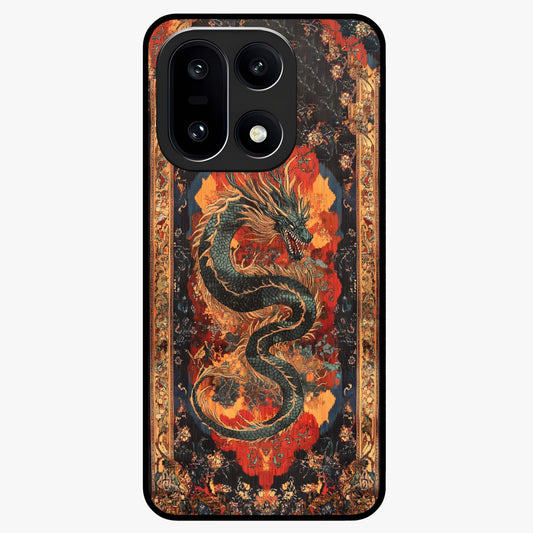 Inferno Dragon Soul Glass Case for 1+15 showing full back design in clean flat view with blazing dragon artwork and glossy glass finish.