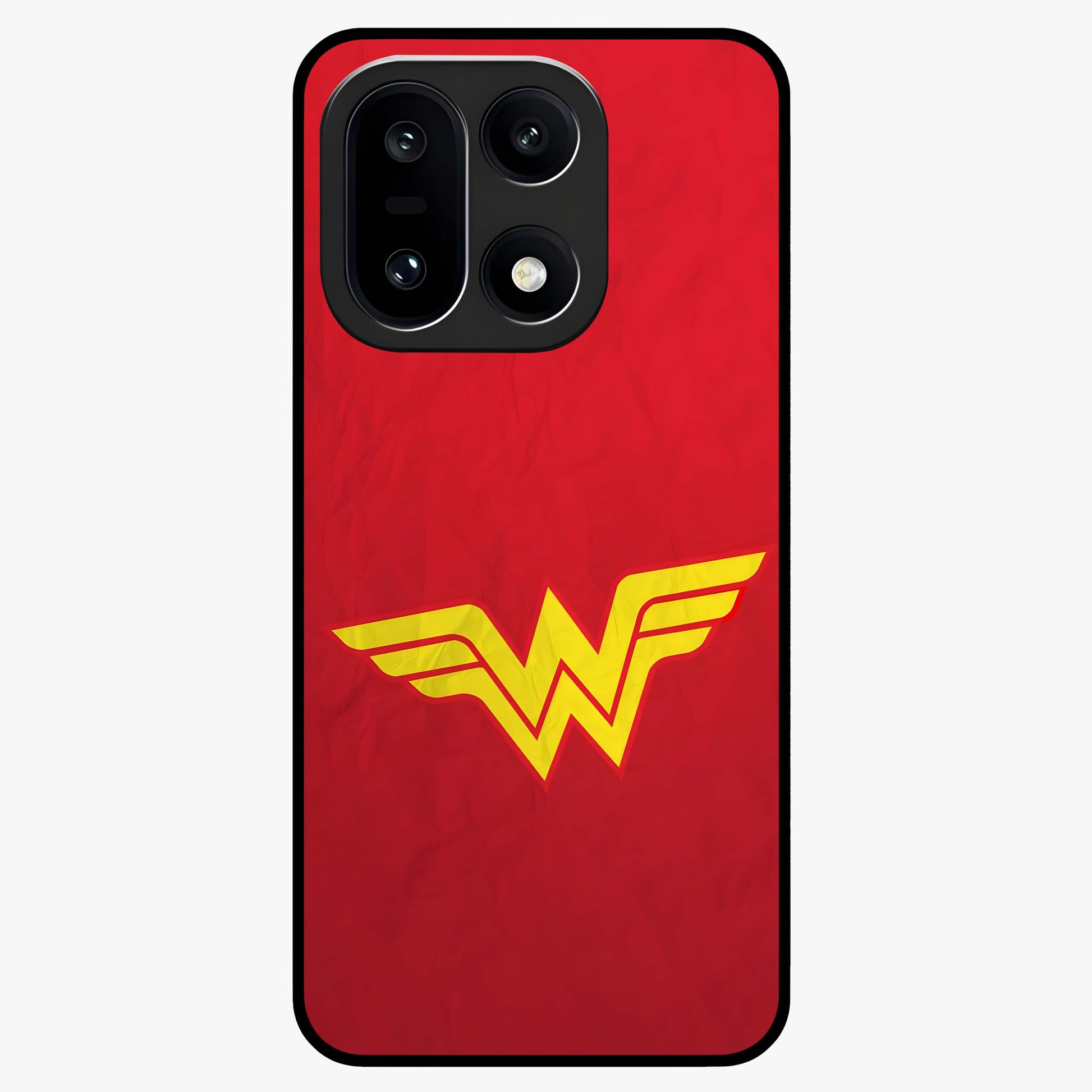 Legendary Wonder Power Glass Case for 1+15 dynamic front view featuring bold superhero inspired artwork