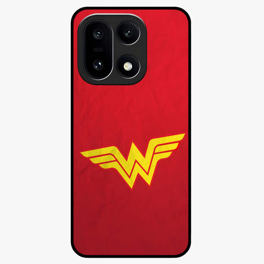 Legendary Wonder Power Glass Case for 1+15 dynamic front view featuring bold superhero inspired artwork