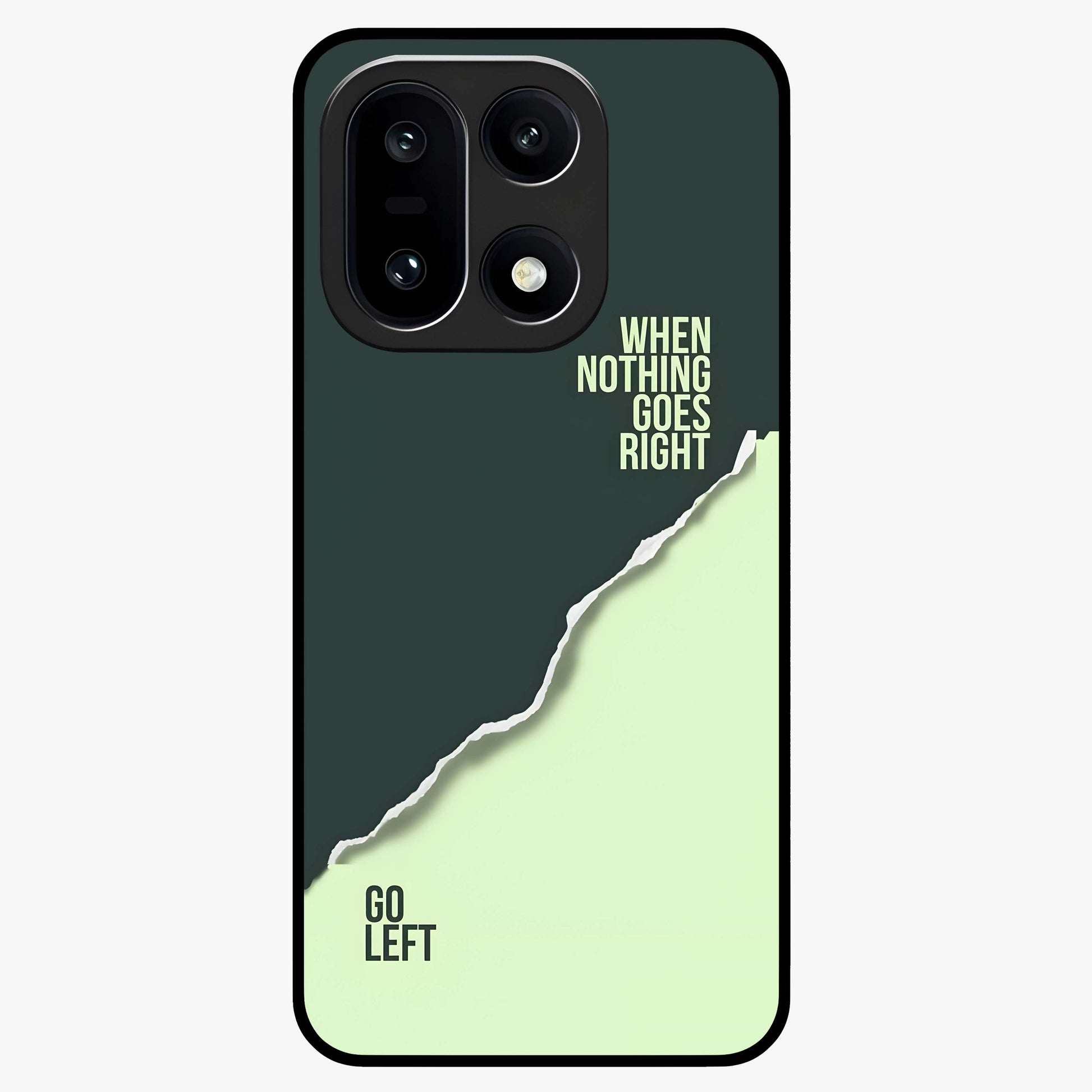 Let Go Quote Glass Case for 1+15 minimalist front view featuring motivational typography artwork