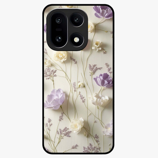 Lilac Breeze Harmony Glass Case for 1+15 soft front view featuring gentle lilac inspired artwork