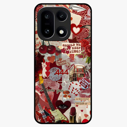 Lover’S Red Chaos Glass Case for 1+15 bold front view featuring intense red artistic artwork