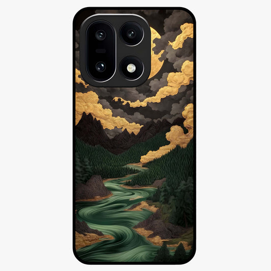 Lunar Silk Garden Glass Case for 1+15 elegant front view featuring floral artwork with soft lunar tones