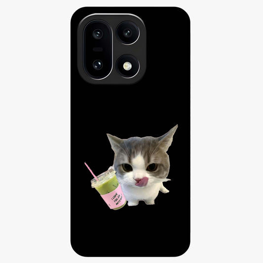 Matcha Cat Style Glass Case for 1+15 adorable front view featuring cute cat artwork in matcha green tones