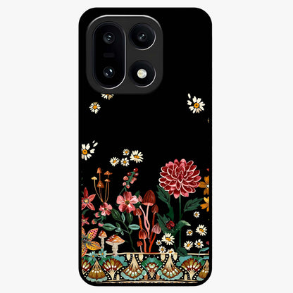 Midnight Bloom Pattern Glass Case for 1+15 elegant front view featuring floral artwork on deep night background