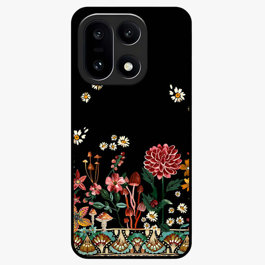 Midnight Bloom Pattern Glass Case for 1+15 elegant front view featuring floral artwork on deep night background