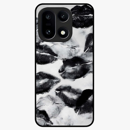 Midnight Kiss Marks Glass Case for 1+15 bold front view featuring romantic kiss mark artwork on dark background