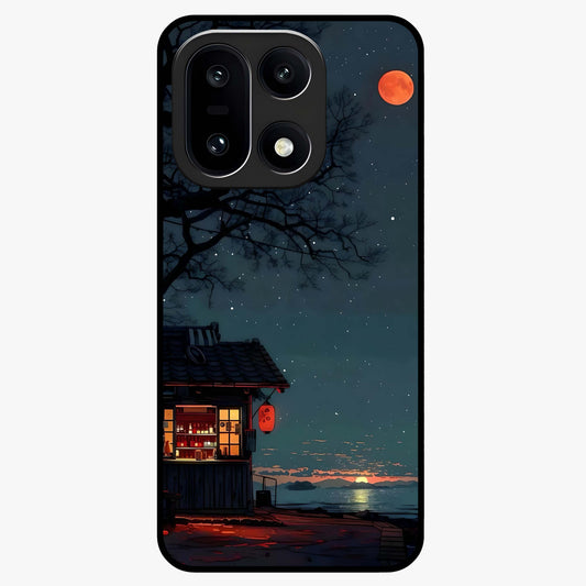 Midnight Lantern Glow Glass Case for 1+15 serene front view featuring glowing lantern artwork under night sky