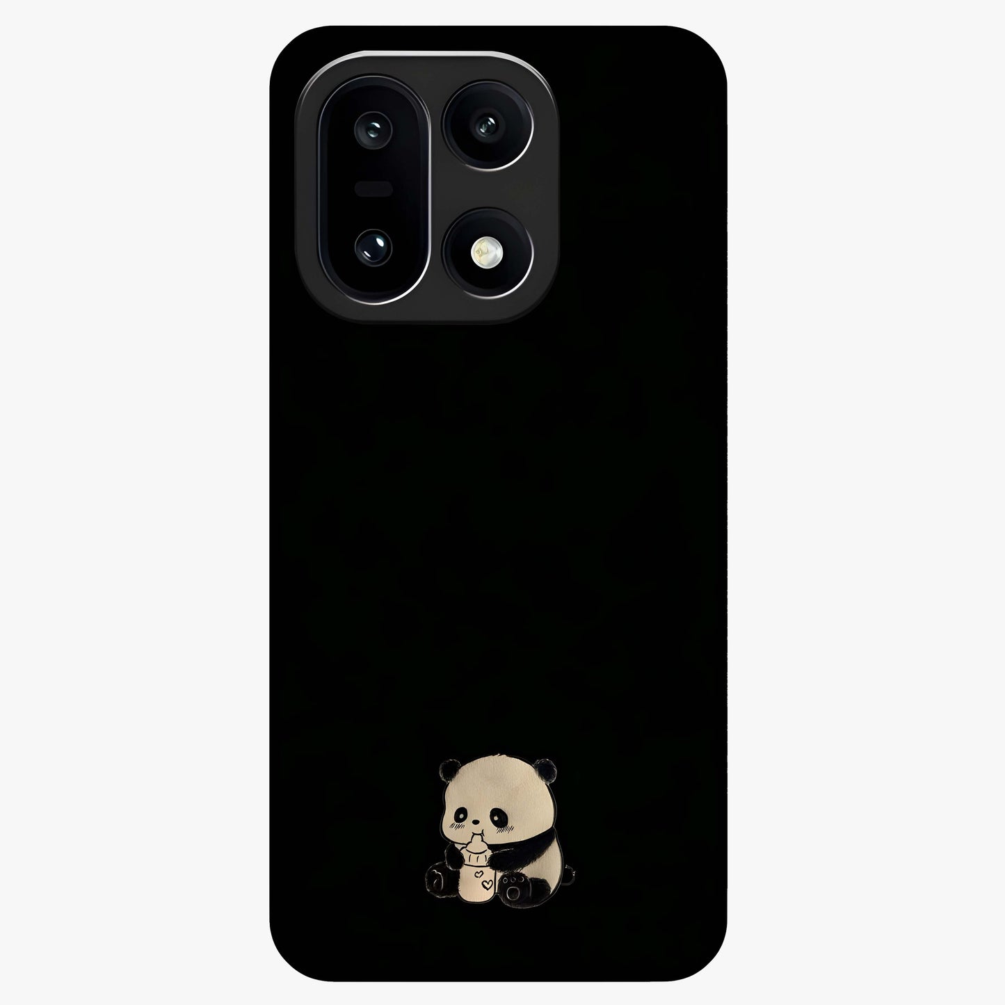 Midnight Panda Love Glass Case for 1+15 adorable front view featuring cute panda artwork on dark background