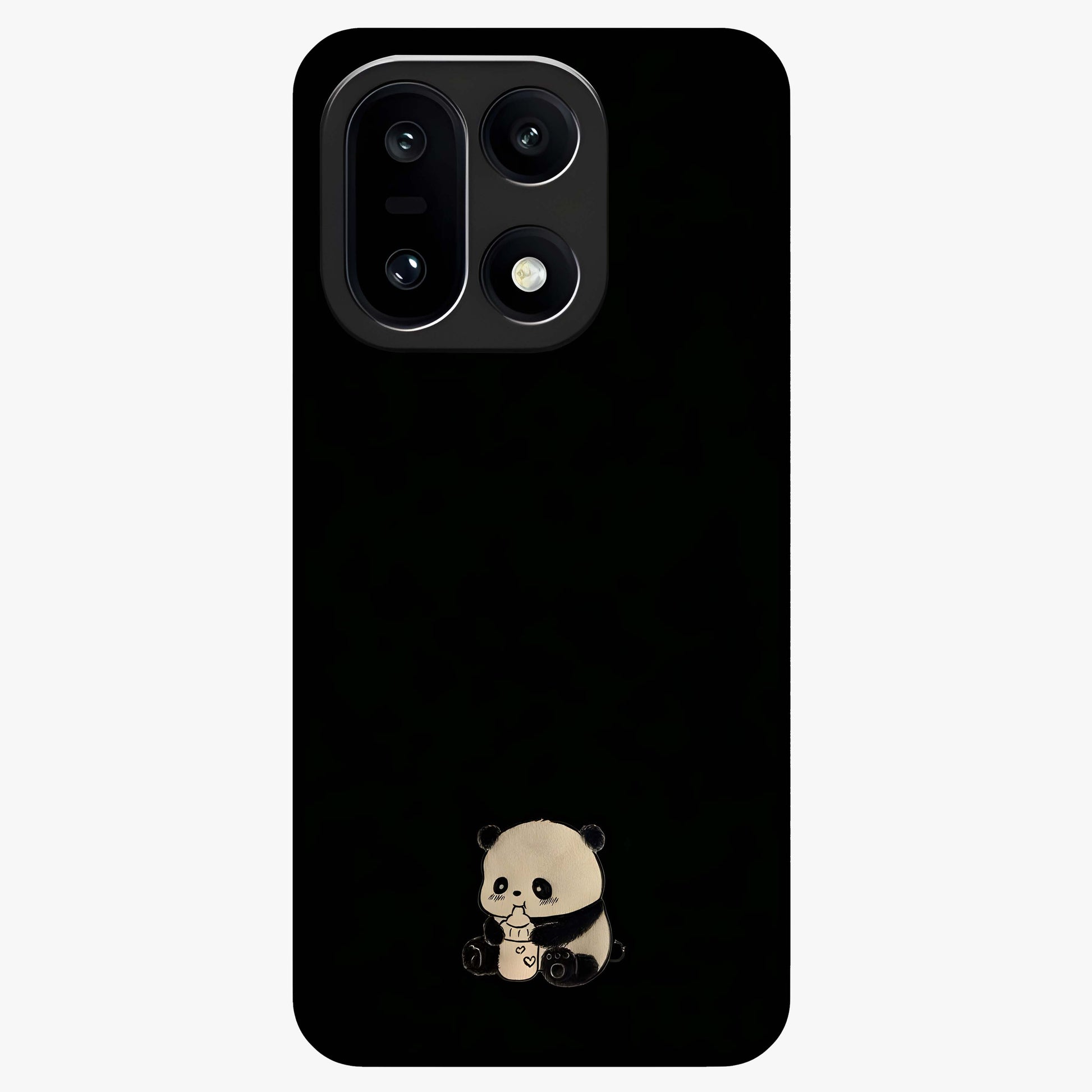 Midnight Panda Love Glass Case for 1+15 adorable front view featuring cute panda artwork on dark background