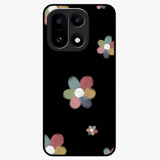 Minimal Floral Charm Glass Case for 1+15 clean front view featuring simple floral artwork with elegant detailing