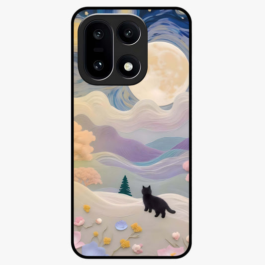 Moonlit Petal Path Glass Case for 1+15 artistic front view featuring floral pathway artwork under soft moonlight