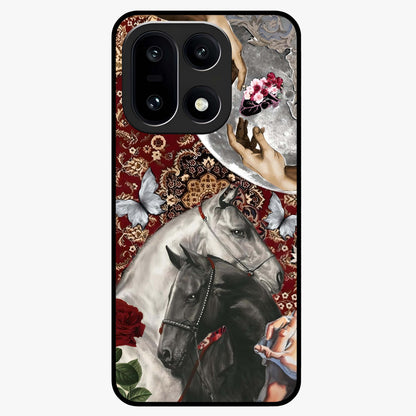 Moonlit Royal Stallion Glass Case for 1+15 majestic front view featuring horse artwork under glowing moonlight