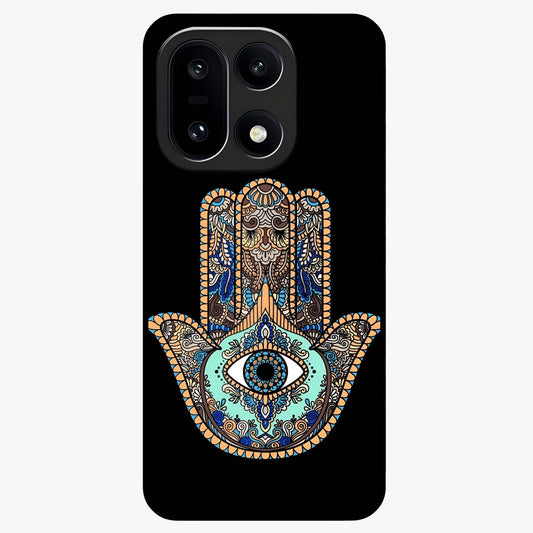 Mystic Hamsa Eye Glass Case for 1+15 symbolic front view featuring traditional hamsa eye artwork