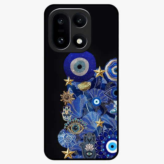 Mystic Ocean Eye Glass Case for 1+15 vibrant front view featuring ocean inspired eye artwork in blue tones