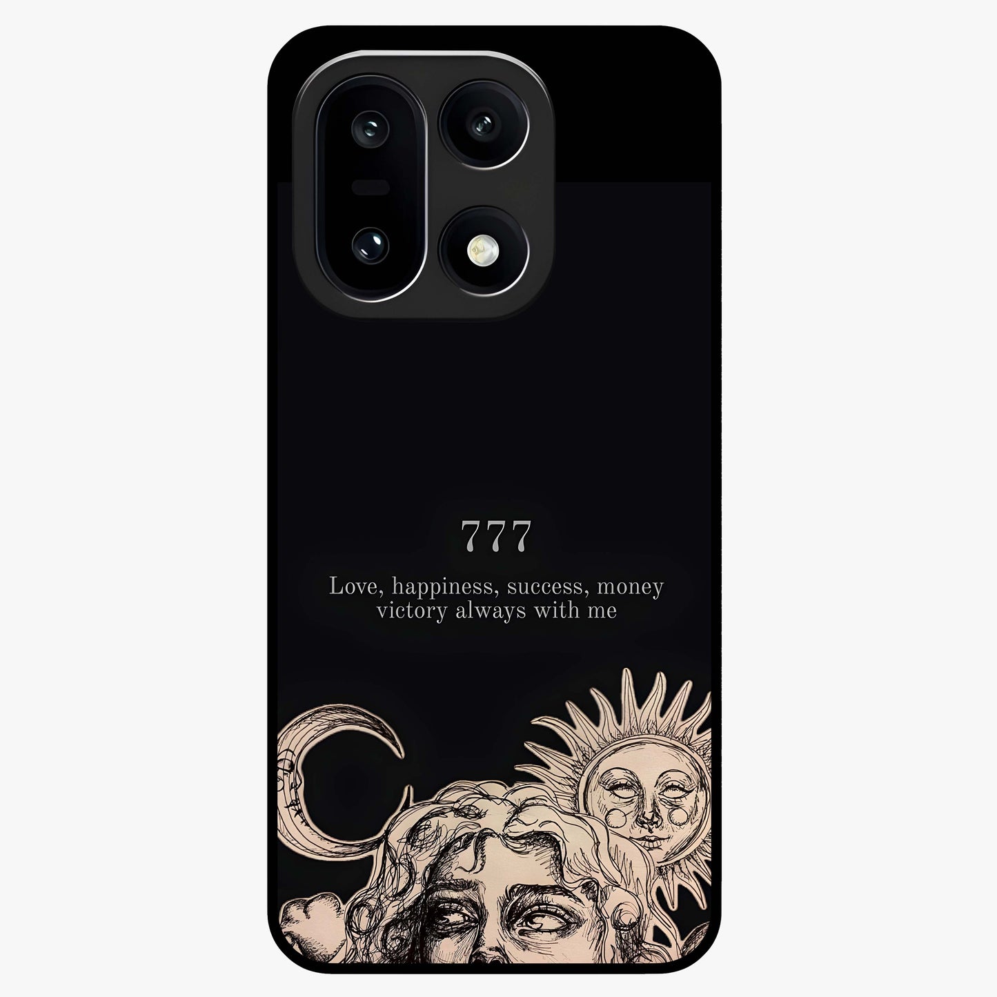Mystic Victory Aura Glass Case for 1+15 bold front view featuring powerful aura inspired artwork