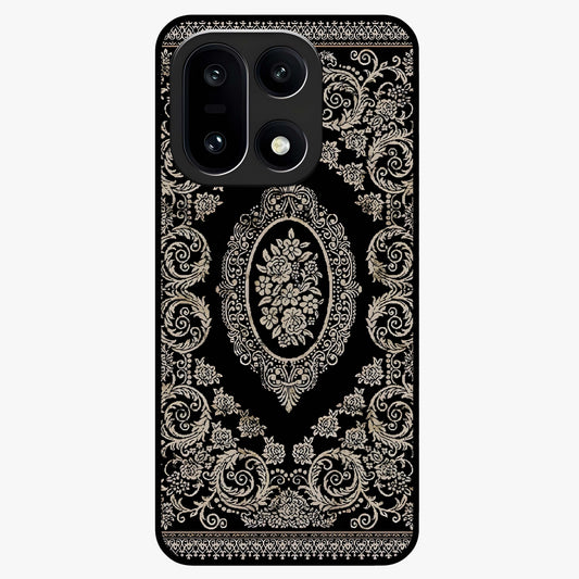 Noir Bloom Elegance Glass Case for 1+15 elegant front view featuring dark floral artwork in noir tones