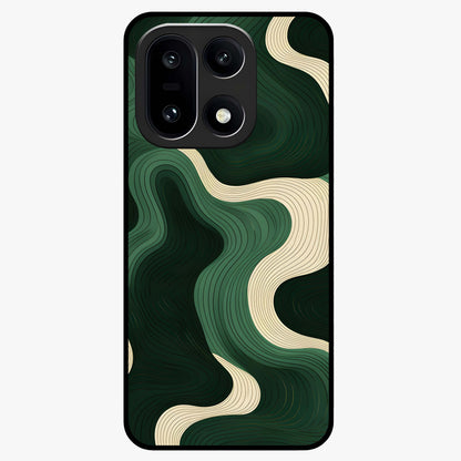 Organic Swirl Design Glass Case for 1+15 modern front view featuring flowing abstract swirl artwork