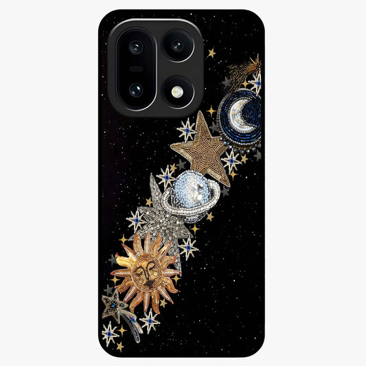 Pearls Universe Object Glass Case for 1+15 artistic front view featuring pearl inspired cosmic artwork