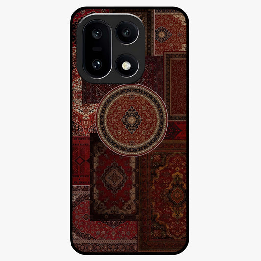 Persian Heritage Collage Glass Case for 1+15 rich front view featuring intricate Persian inspired collage artwork