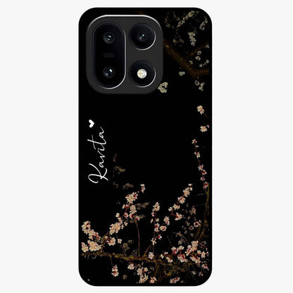 Petal Moon Light With Custom Name Glass Case for 1+15 graceful front view featuring floral artwork under moonlight with personalized name design
