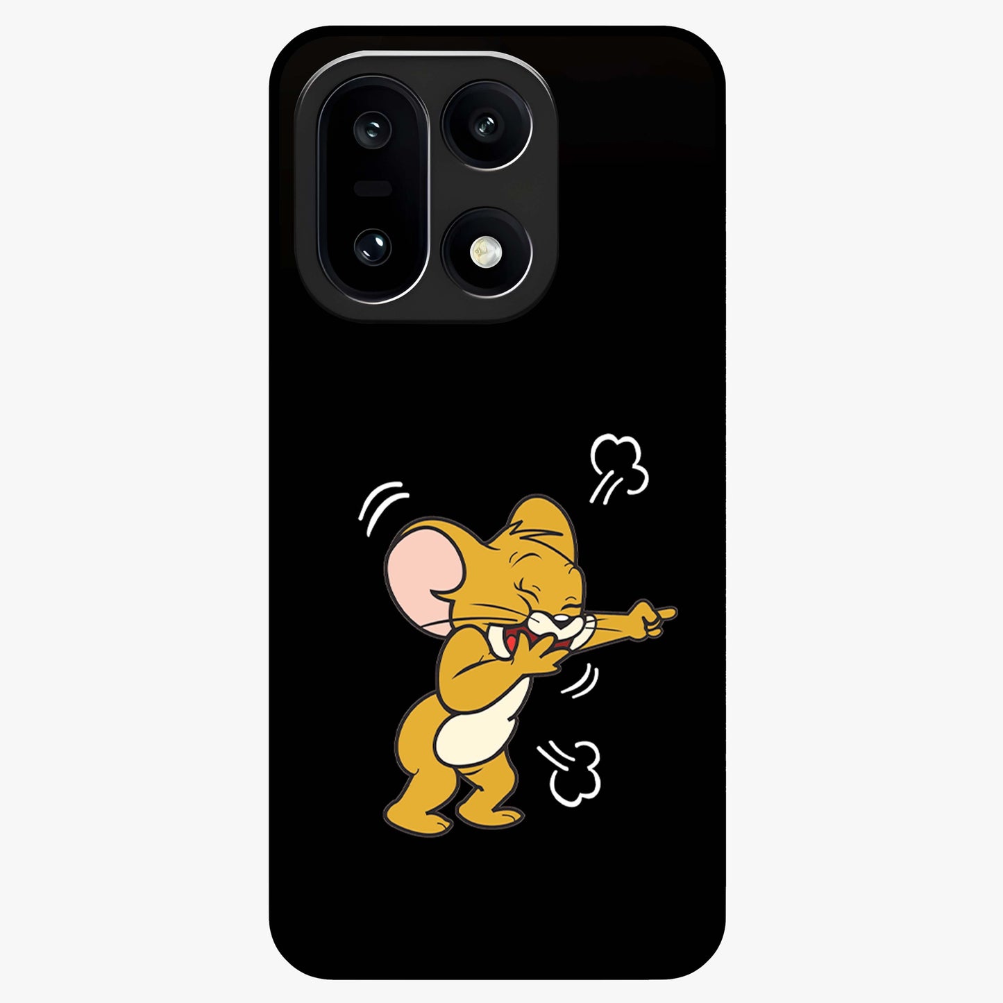 Playful Jerry Vibes Glass Case for 1+15 cheerful front view featuring animated cartoon artwork with playful energy